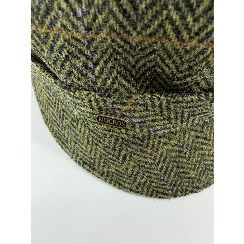 Mucros Weavers Ireland Women Green Wool Tweed Herringbone Flapper Cloche Hat M - Picture 10 of 10